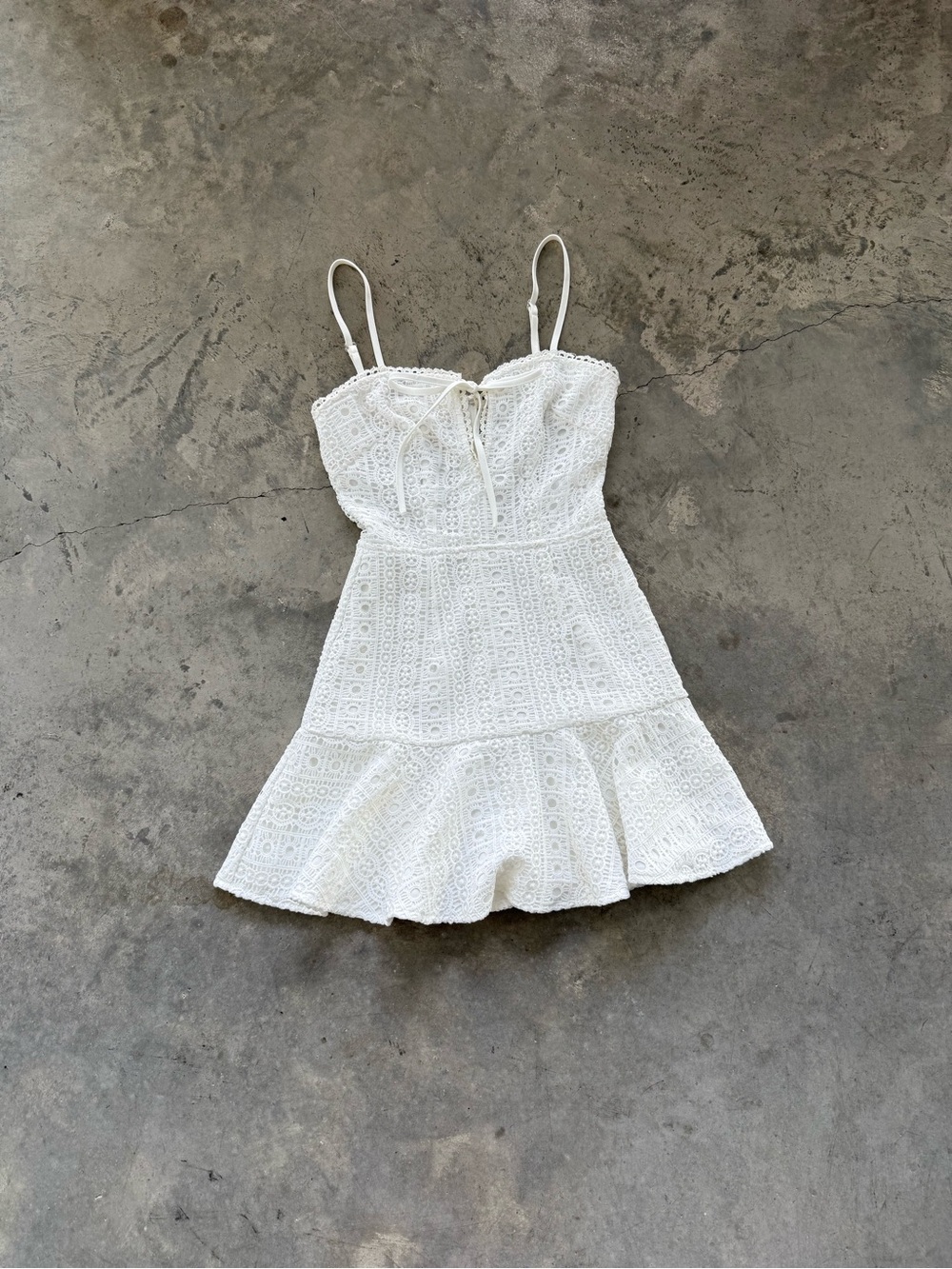 superdown White Eyelet Tie-Front Mini Dress